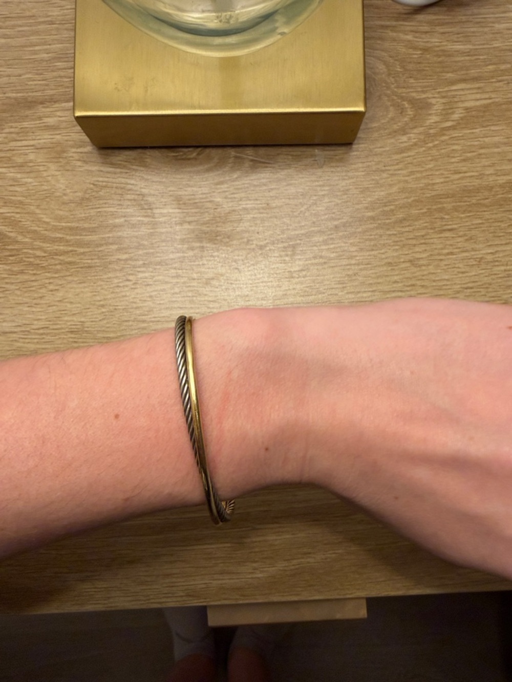 David Yurman Two-Tone Cable Bracelet in Gold and Silver - Picture 5 of 8